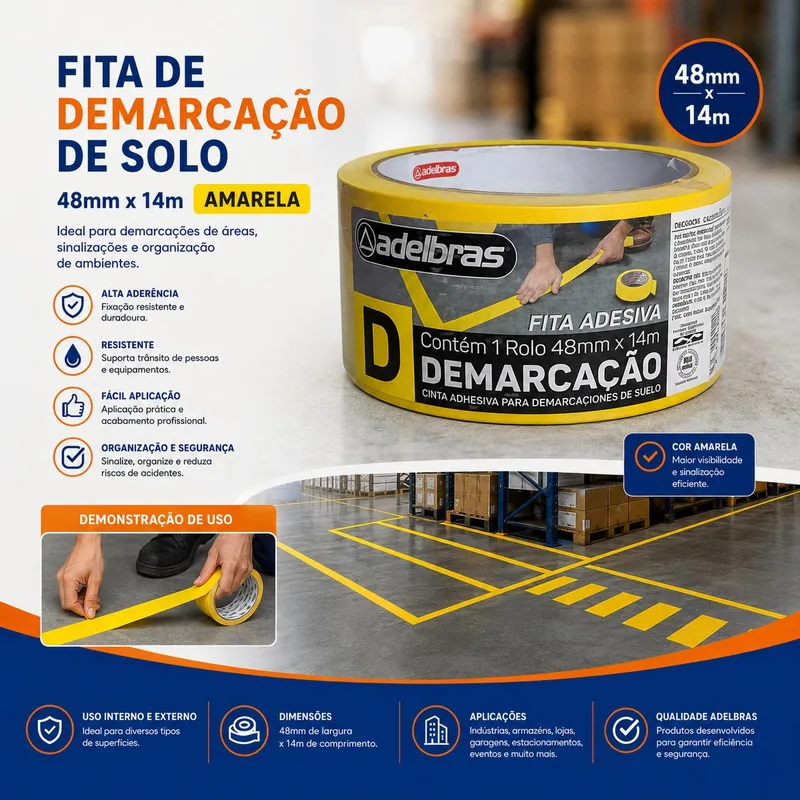 Fita Demarcacao Solo 48X14 Amarela Adelbras