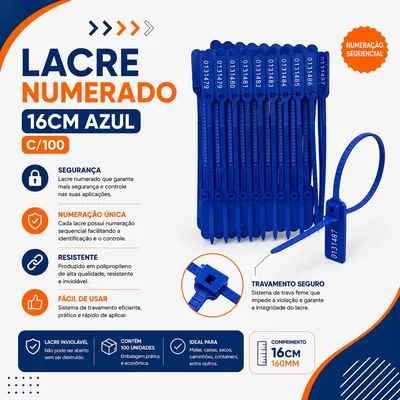 Lacre Numerado 16CM Azul C/100 (142911)
