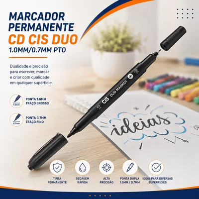 Marcador Perm. Cd Cis Duo 1.0MM/0.7MM Pto (43165) Unit