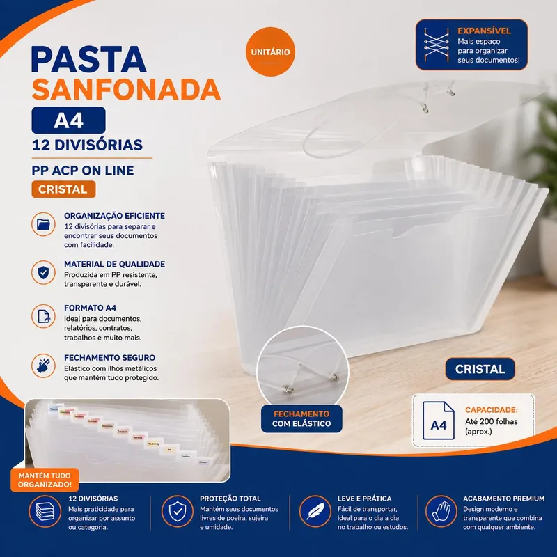Pasta Sanf A4 12DV Pp Acp On Line Cristal Unit