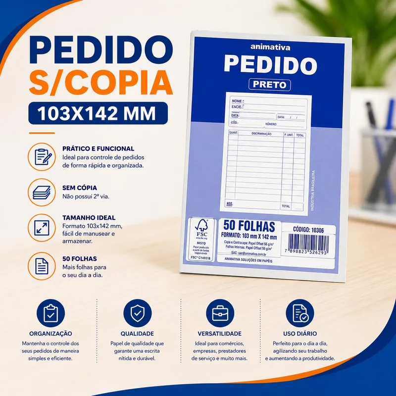 Pedido S/copia 103X142 Mm 50FLS COD.6687/10068 Unit