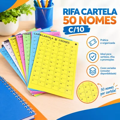 Rifa Cartela 50 Nomes C/10