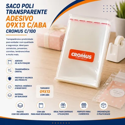 Saco Poli Transp. Ades 09X13 C/aba Cromus C/100 (112451)