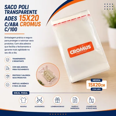 Saco Poli Transp. Ades 15X20 C/aba Cromus C/100 (79579)
