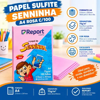 Papel Sulf. Seninha A4 Rosa C/100 (64157)