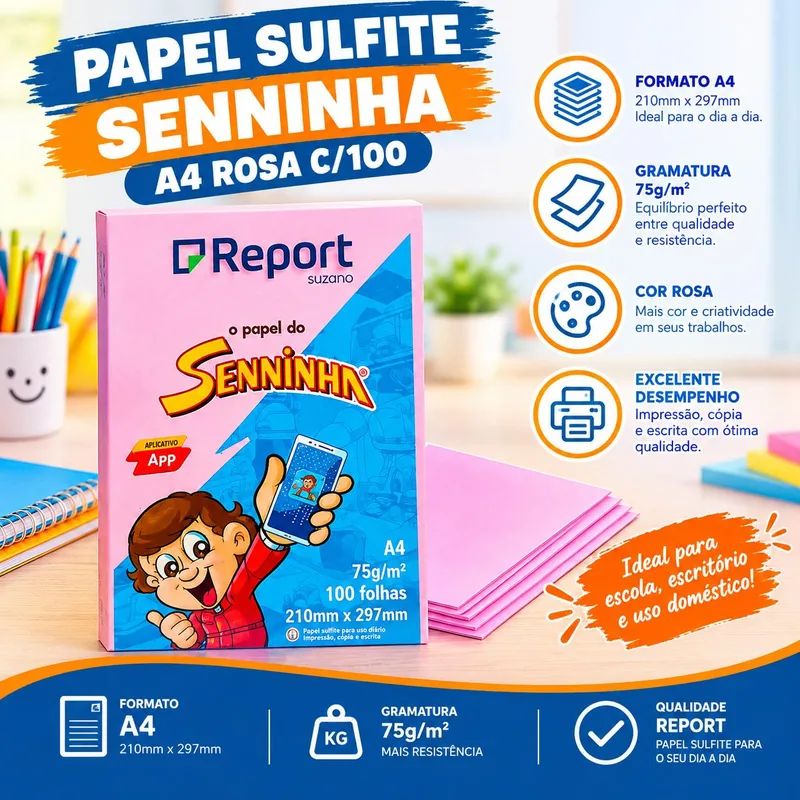 Papel Sulf. Seninha A4 Rosa C/100 (64157)
