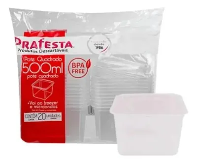 Pote 0350 Ml (prafesta) Quadrado (8468) C/tp C/20