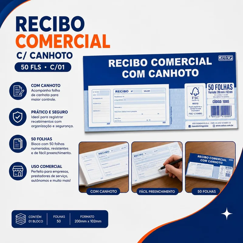 Recibo Comercial C/canhoto 50FLS (5956) C/01