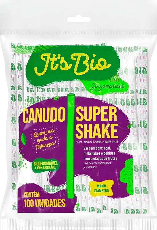 Canudo Bio. Sache Super Shake (895) 10MM Straw C/100