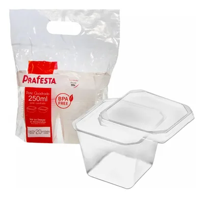 Pote 0250 Ml (prafesta) Quadrado (8466) C/tp C/20