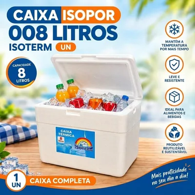 Caixa Isopor 008 Litros Isoterm Un