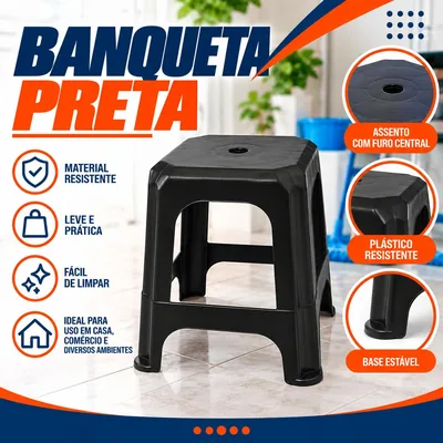 Banqueta Preta Jaguar Ref: 1608