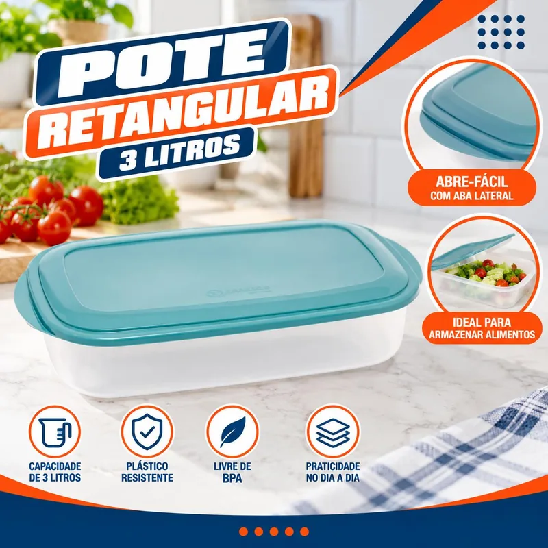 Pote Retangular Abre-facil 3LTS 0068