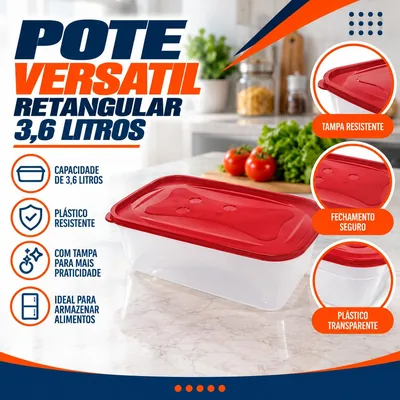Pote Versatil Retangular 3,6L (1666)