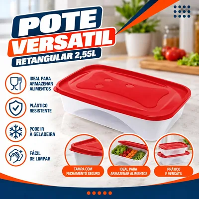 Pote Versatil Retangular 2,55L (3006)