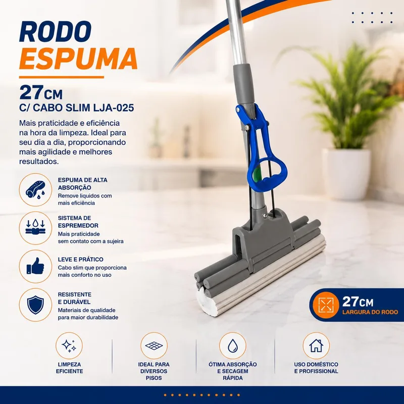 Rodo Espuma 27CM c/ Cabo Slim LJA-025 (38920)