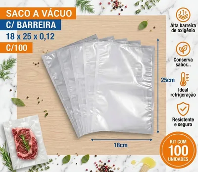 Saco A Vacuo c/ Barreira 18X25X0,12 C/100