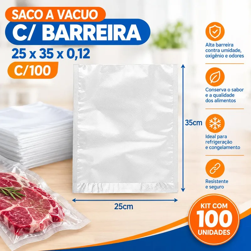 Saco A Vacuo c/ Barreira 25X35X0,12 C/100