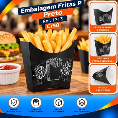 Embalagem Fritas P Preto (1713) C/50