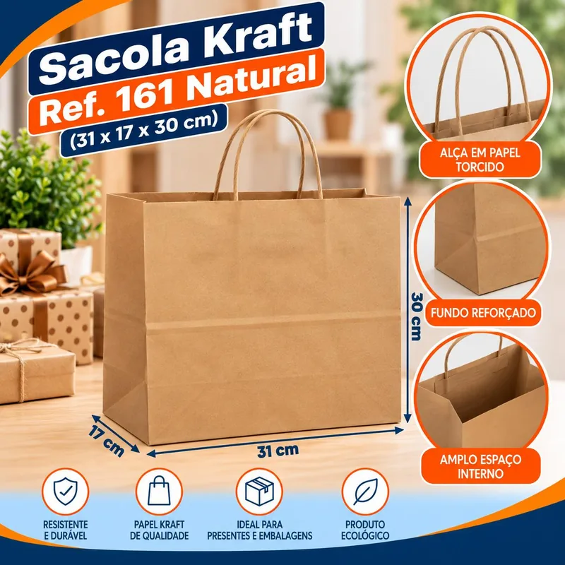Sacola Kraft REF.161 (31X17X30) Natural Un