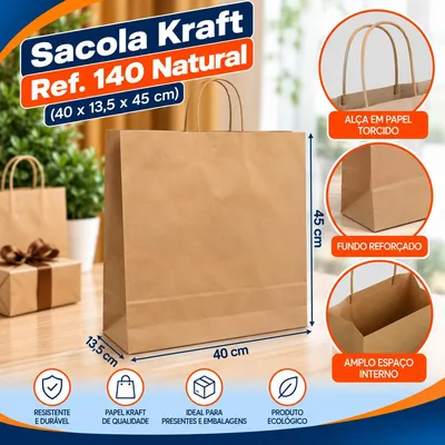 Sacola Kraft REF.140 (40X13,5X45) Natural Un