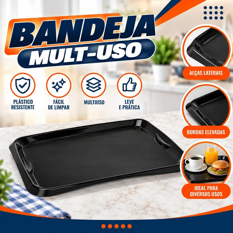 Bandeja Mult-uso Preta Jaguar (1562)