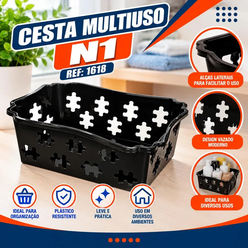 Cesta Multiuso N1 Preta Jaguar (1618)