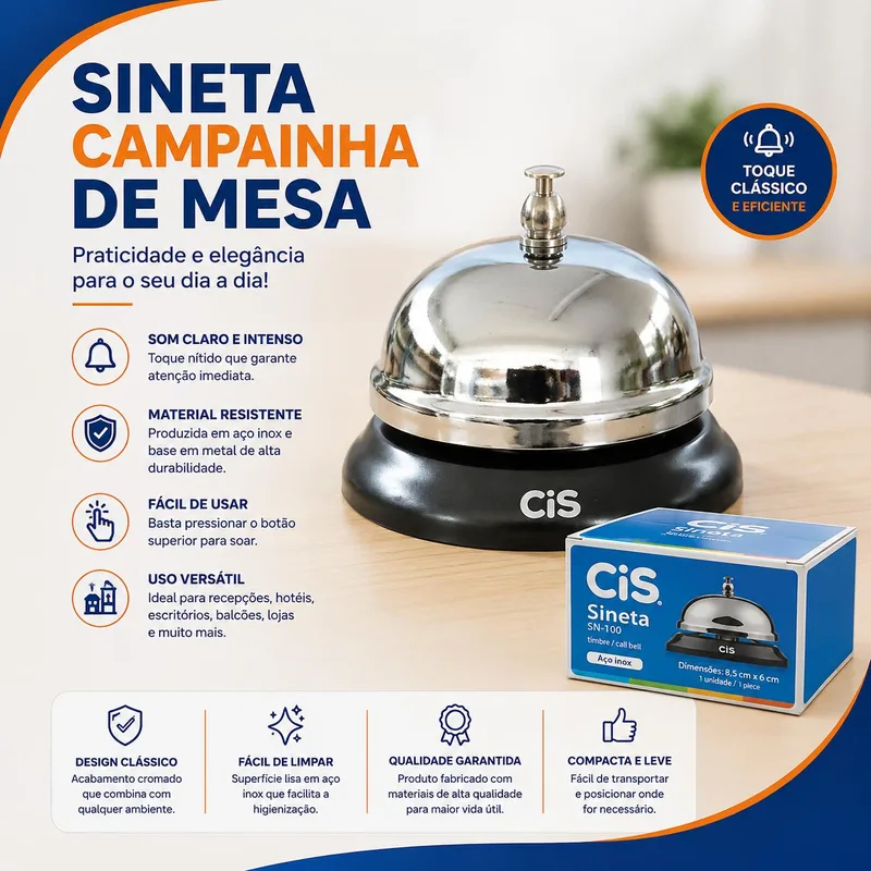 Sineta Campainha de Mesa Cis SN-100 (106903)