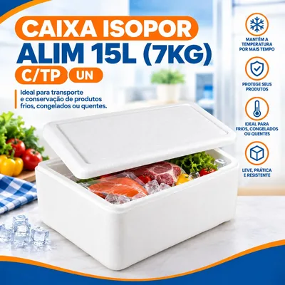 Caixa Isopor Alim 15L (7KG) C/tp Un