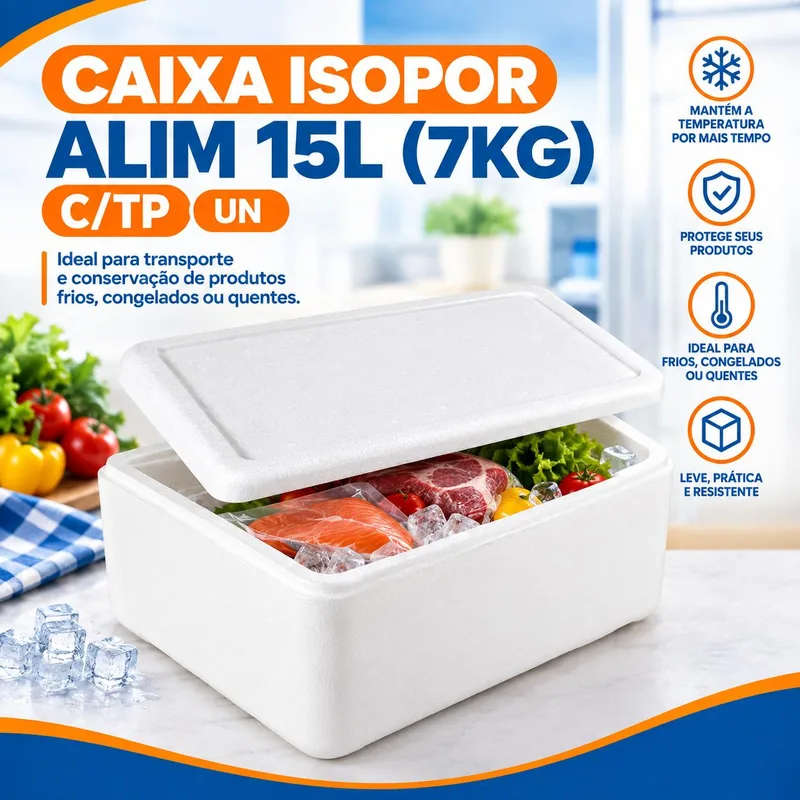 Caixa Isopor Alim 15L (7KG) C/tp Un