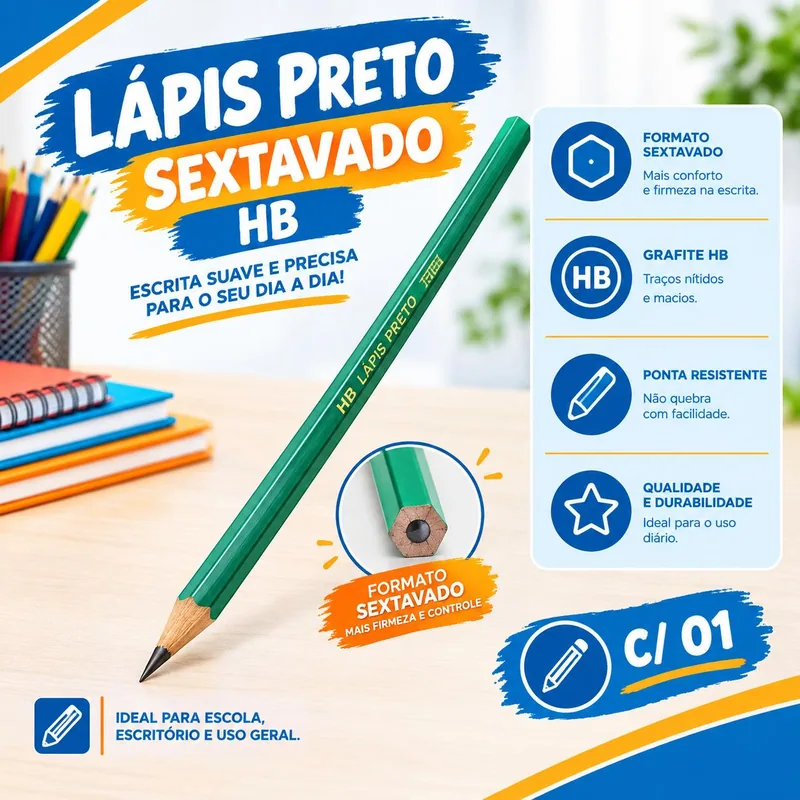Lapis Preto Sextavado Hb (bic) C/01