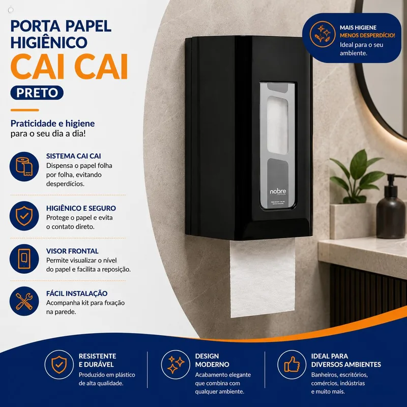 Porta Papel Hig Cai Cai (preto) - Nobre
