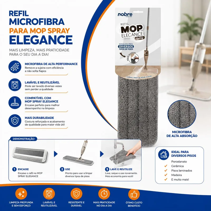 Refil Microfibra para Mop Spray Elegance LJQ-005 (38958)